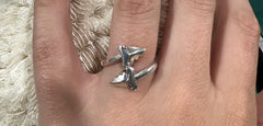 Sterling Silver Adjustable Shark Tooth Ring