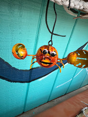 Small Hanging Metal Crab Decor