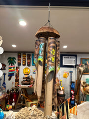 Bamboo Coconut Wind Chime with Painted Tube