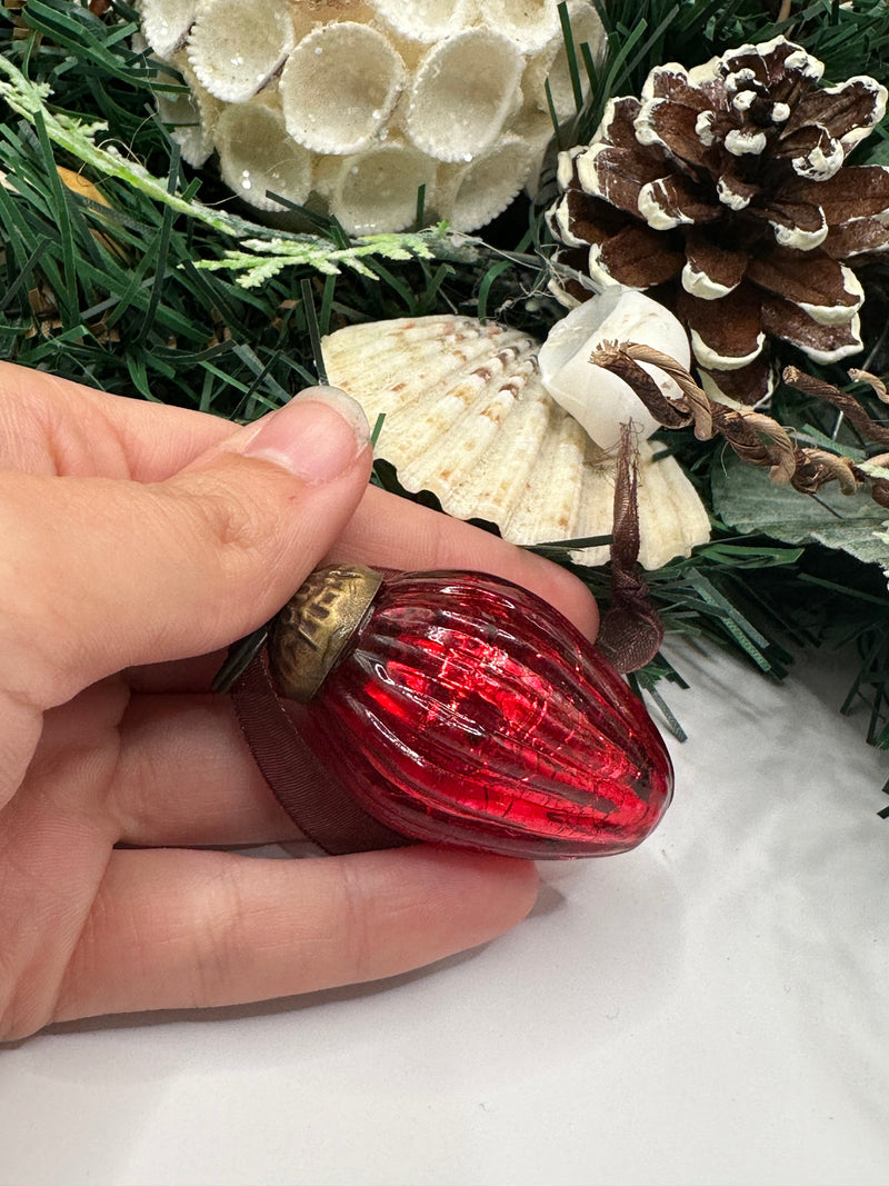 Small Red 1" Crackle Glass Pinecones