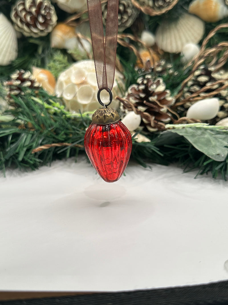 Small Red 1" Crackle Glass Pinecones