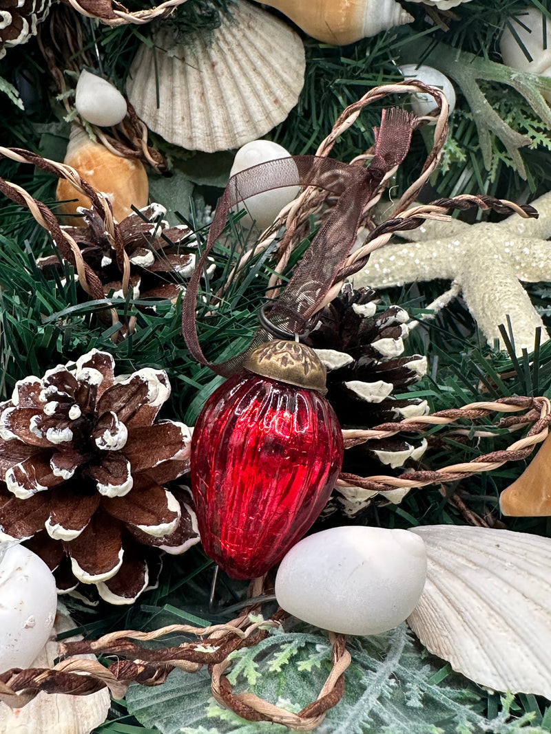 Small Red 1" Crackle Glass Pinecones