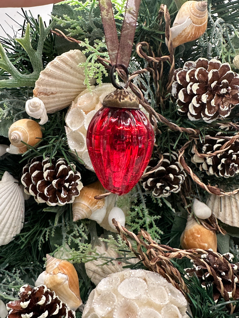 Small Red 1" Crackle Glass Pinecones