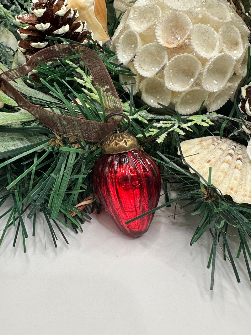 Small Red 1" Crackle Glass Pinecones