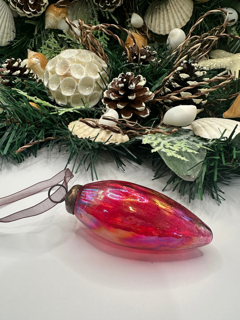 2" Red Luster Conical Glass Decoration