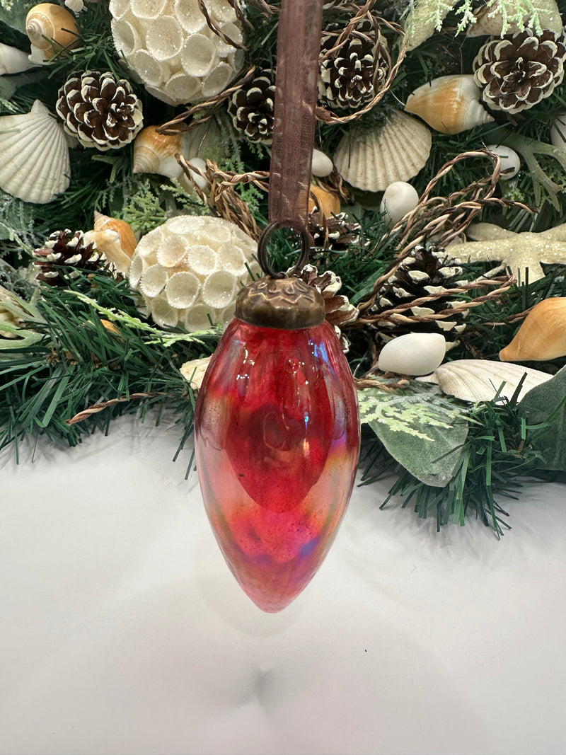 2" Red Luster Conical Glass Decoration