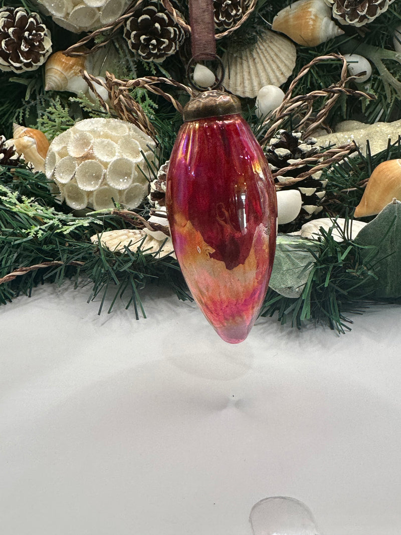 2" Red Luster Conical Glass Decoration