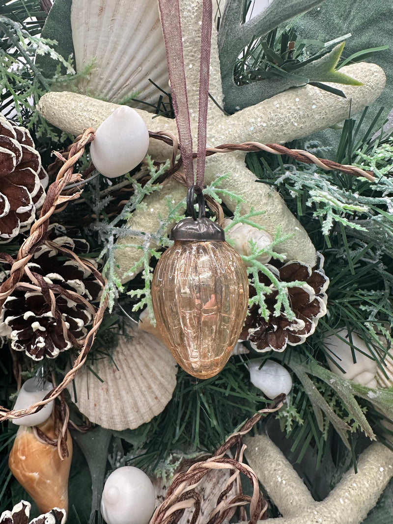 1" Champagne Crackle Glass Pinecones