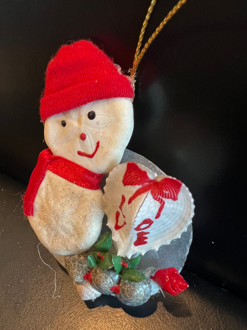 Sea Cookie Snowman With Capiz Ornament