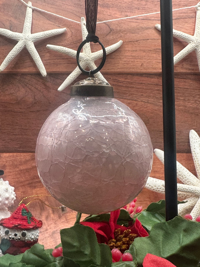 2" Alba Crackle Glass Christmas Bauble