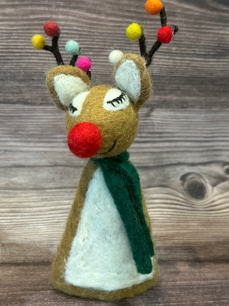 Handmade Felt Sassy Rudolph Christmas Tree Topper Decoration