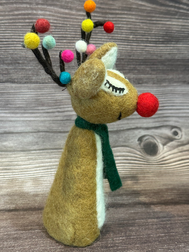 Handmade Felt Sassy Rudolph Christmas Tree Topper Decoration