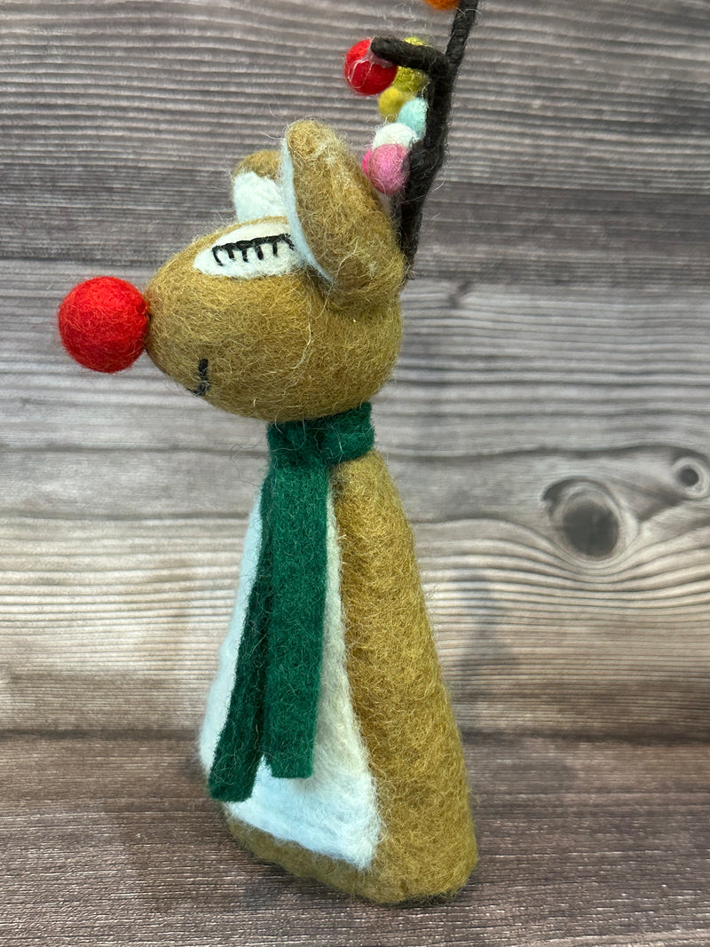 Handmade Felt Sassy Rudolph Christmas Tree Topper Decoration