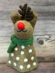 Handmade Felt Bright Christmas Rudolph Topper