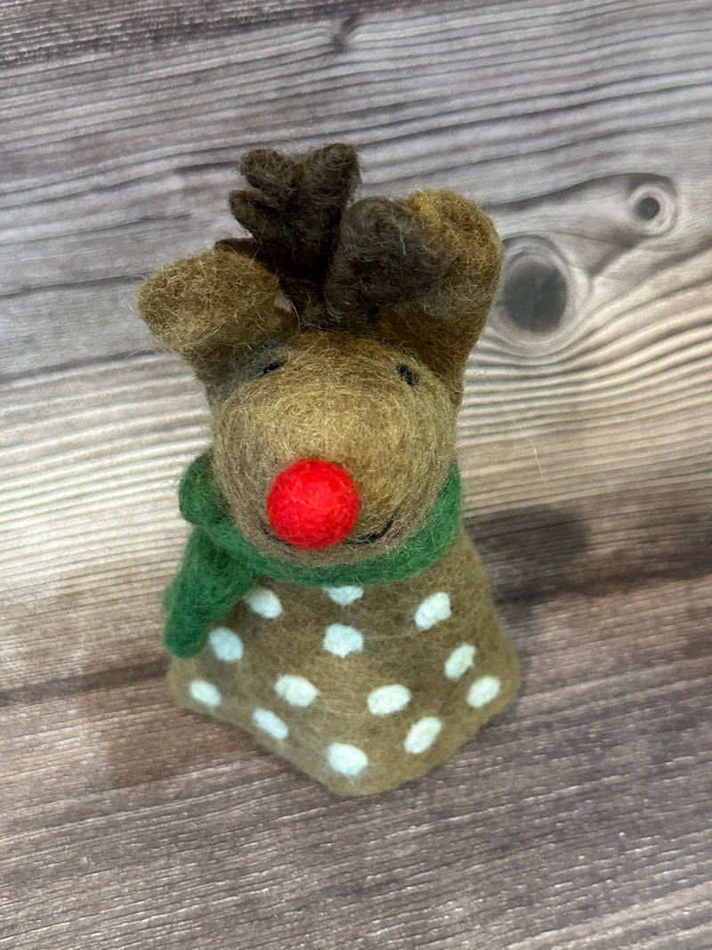 Handmade Felt Bright Christmas Rudolph Topper