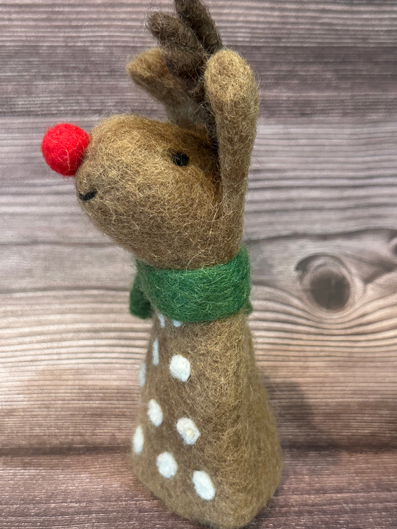 Handmade Felt Bright Christmas Rudolph Topper