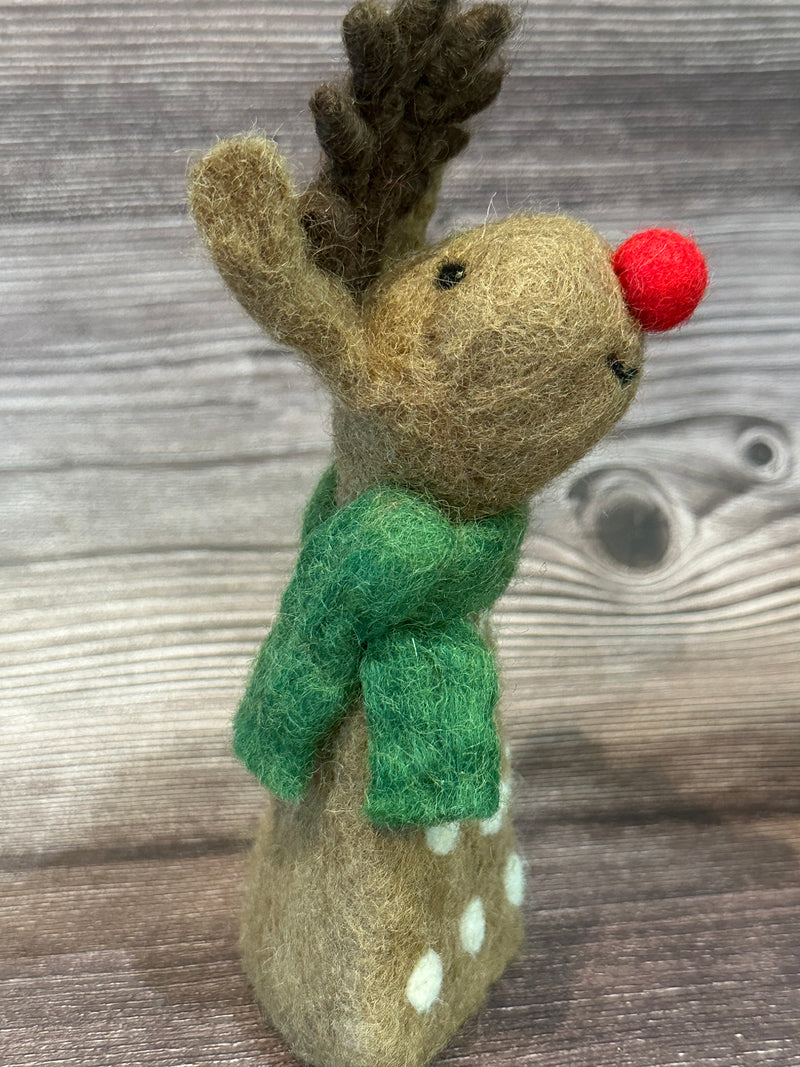 Handmade Felt Bright Christmas Rudolph Topper