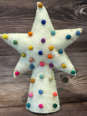 Handmade Felt Pompom Star Christmas Tree Topper Decoration