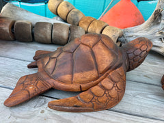 Carved Wooden Turtle Decor