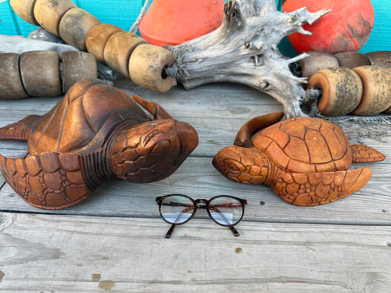 Carved Wooden Turtle Decor