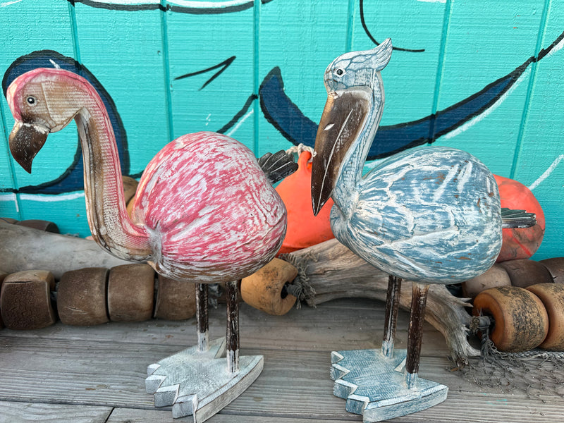 Pelican & Flamingo Coconut Statue