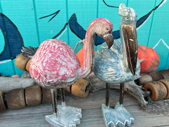 Pelican & Flamingo Coconut Statue