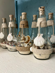 Glass Bottle With Seashell And Sand