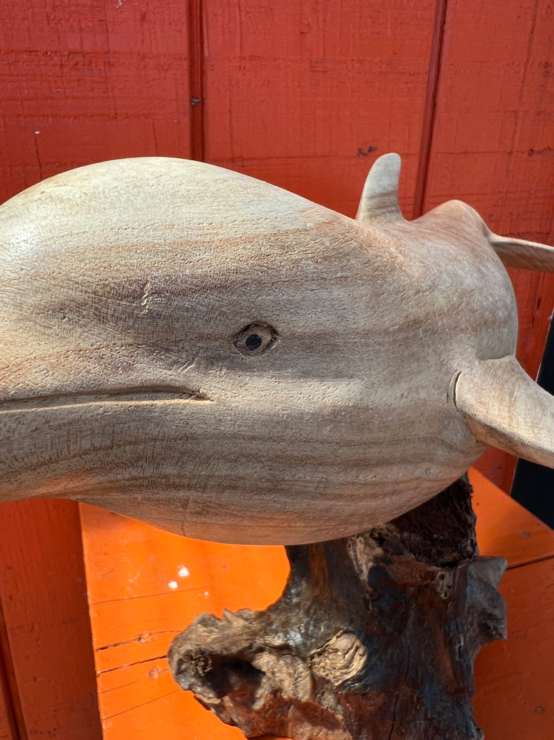Wood Dolphin On Root Base-2 Sizes