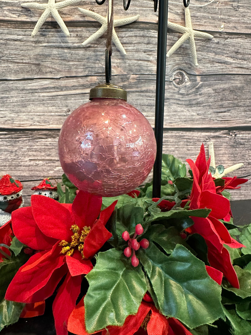 2" Mauve Crackle Glass Christmas Bauble