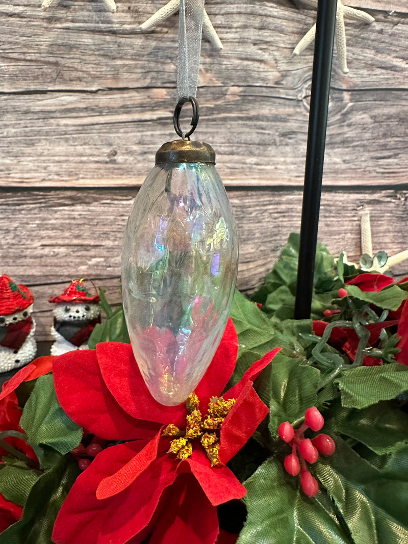 2" Clear Luster Conical Glass Bauble Christmas Decoration