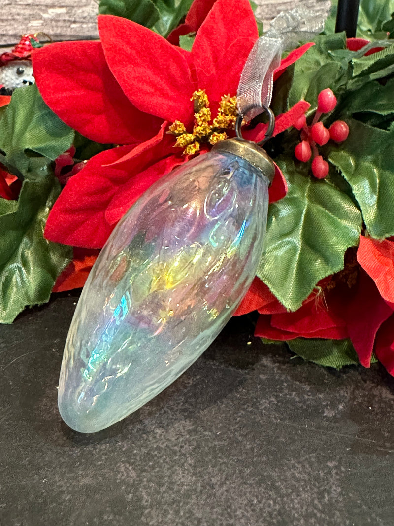 2" Clear Luster Conical Glass Bauble Christmas Decoration