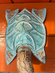 Aqua Wooden Turtle Wall Decor- 3 Sizes