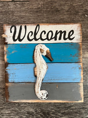 Beach Themed Welcome Sign- Seahorse or Turtle