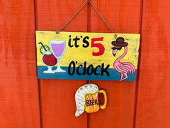 It's 5 O'Clock Flamingo Beer Sign
