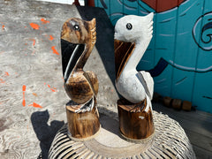 Wooden Pelican Statue- 2 Styles