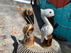 Wooden Pelican Statue- 2 Styles