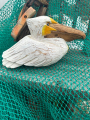 Sitting Wooden Pelican Statue