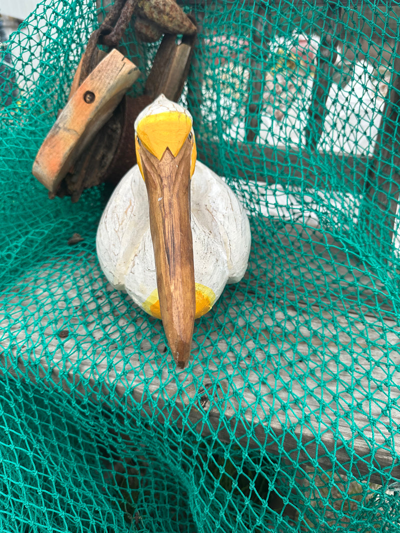 Sitting Wooden Pelican Statue