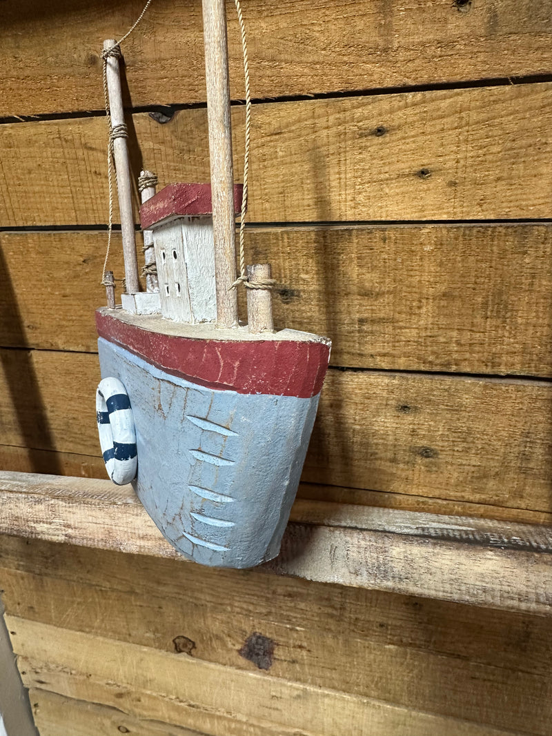 Wooden Hanging Boat – Nautical Swivel Frame Décor