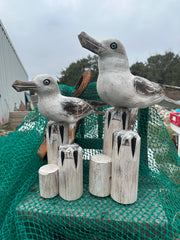 Wooden Seagull on Pilings Statue