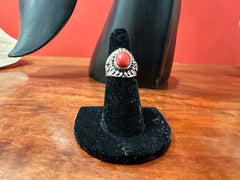 Silver and Coral Ring