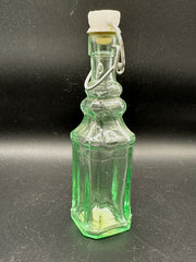 Vintage Green Glass Bottle with Swing Top Stopper 5x1.5