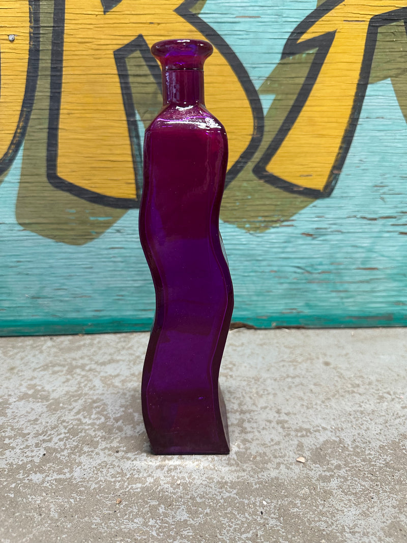 Vintage Wavy Glass Bottle – 9.25" x 2"