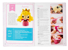 Crochet pattern book with instructions for creating a character named Aurora.