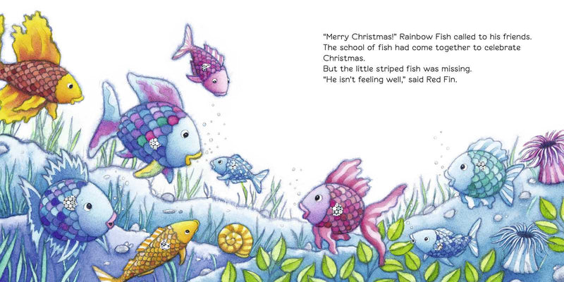 Illustration of fish in an underwater scene with text about a missing fish.