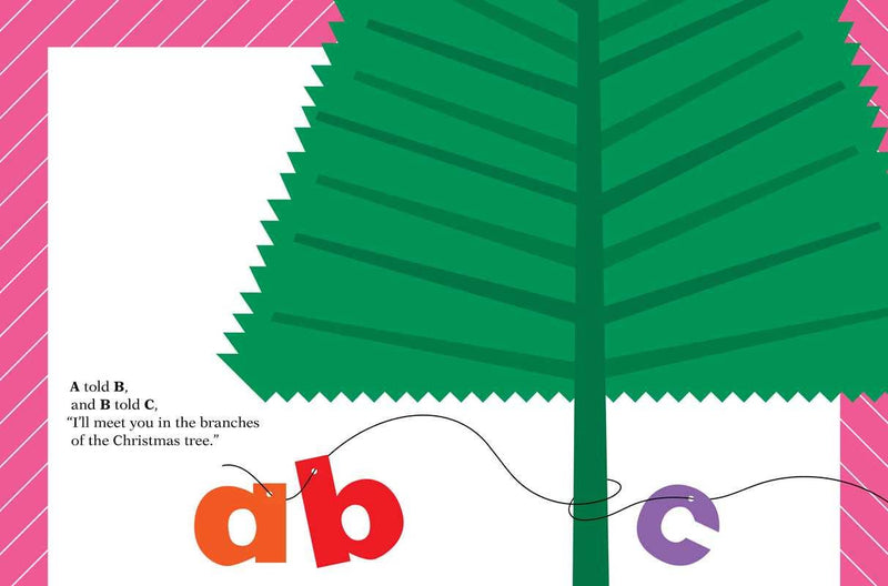 Illustration of a Christmas tree with branches labeled 'a', 'b', and 'c' on a white background.