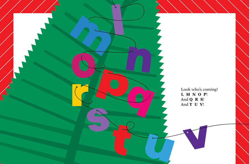 Colorful letter banner with a green leaf background