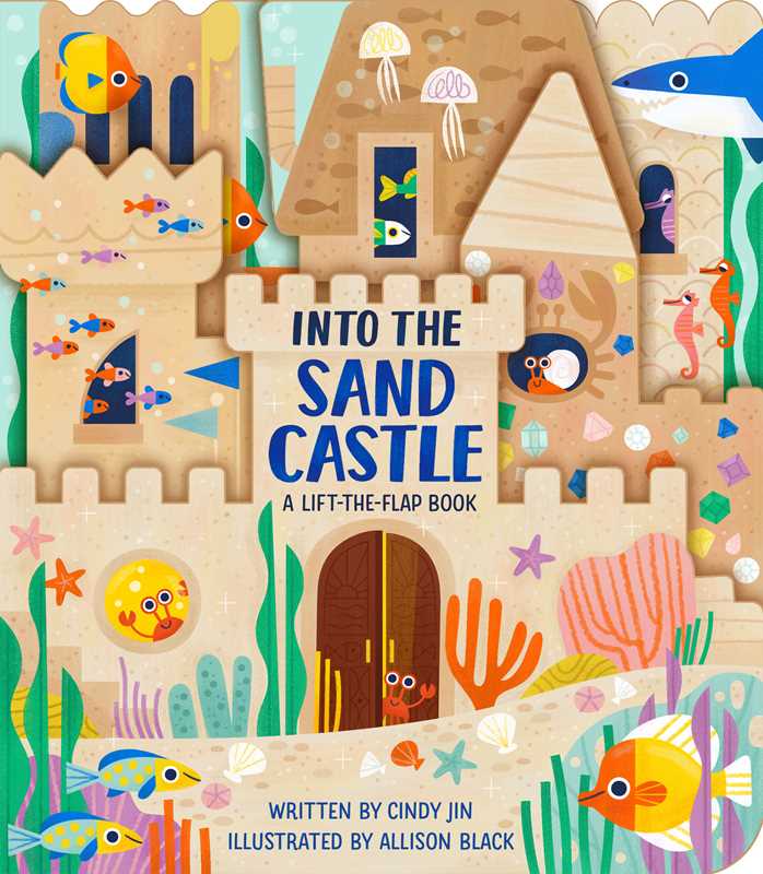 Book cover of 'Into the Sand Castle' with a sandcastle design and sea creatures.