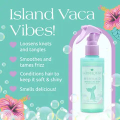 Bottle of hair care product with promotional text and colorful background