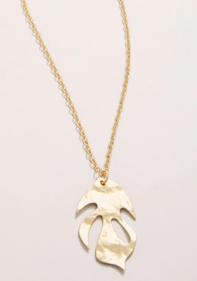 Kai Leaf Necklace – Gold Leaf Pendant Front View